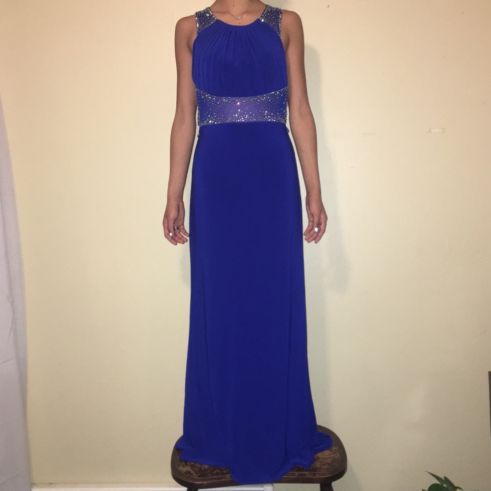 Royal blue Prom Gown with jeweled design